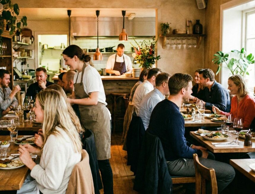 Salle de restaurant pleine de clients