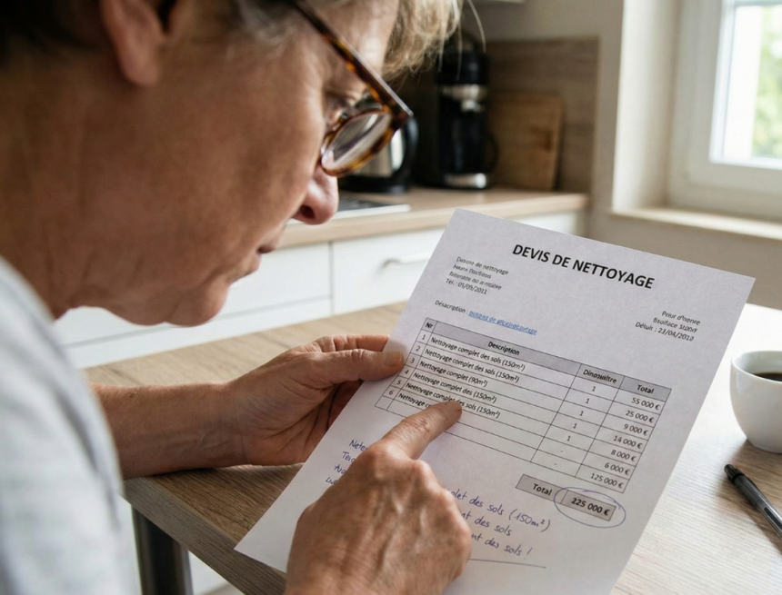 Vérification des prix sur un devis d'entreprise de nettoyage