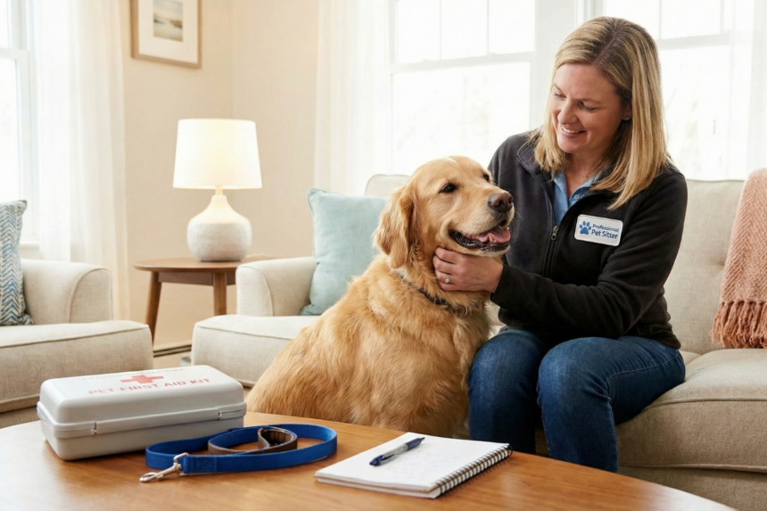 pet-sitter avec un chien