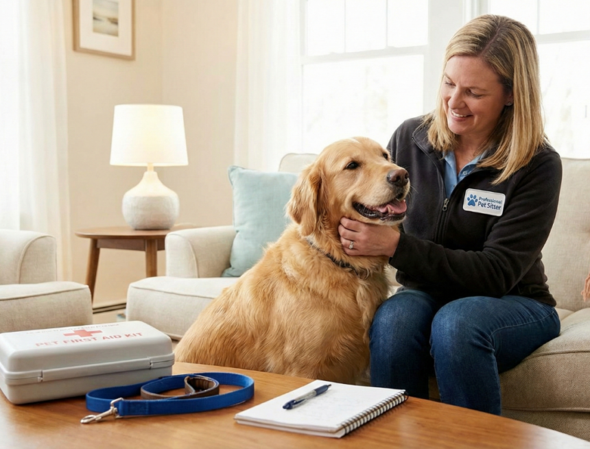 pet-sitter avec un chien